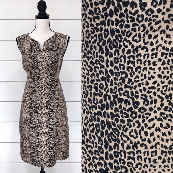 Vintage 1990s | Silk Leopard Print Shift Dress - image 1