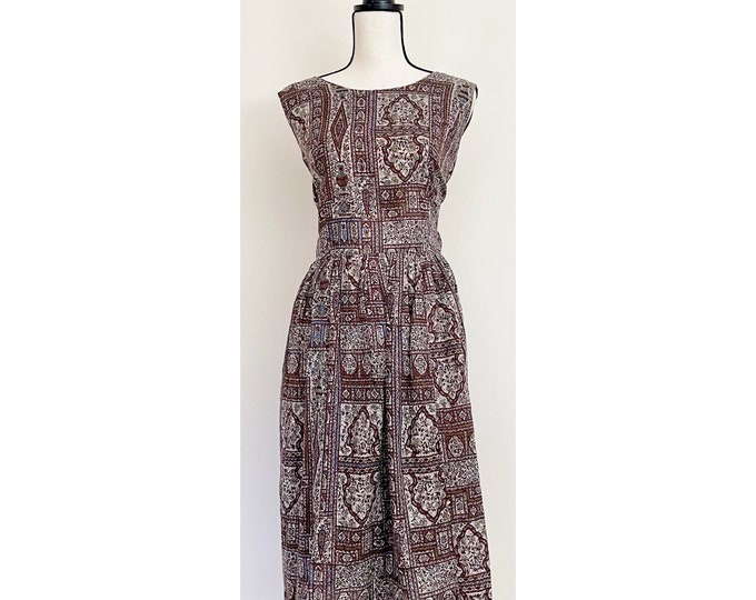 Vintage 1950s | Handmade Fit and Flare Multiprint Dress