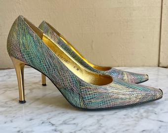 Vintage Vicini Giuseppe Zanotti Gold Scoprion Python Leather Lace