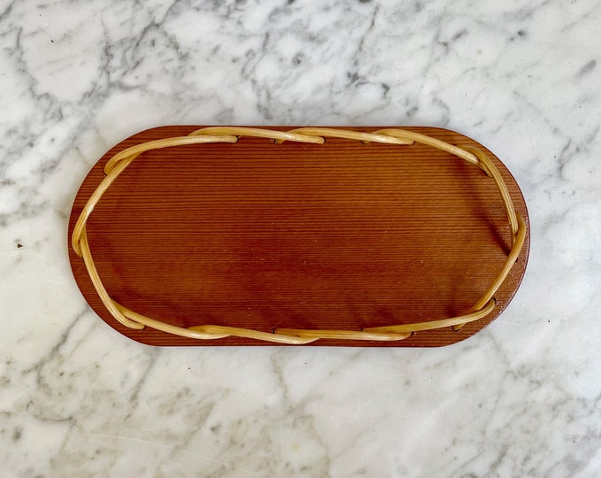 Vintage | Wood and Bamboo Trinket Tray