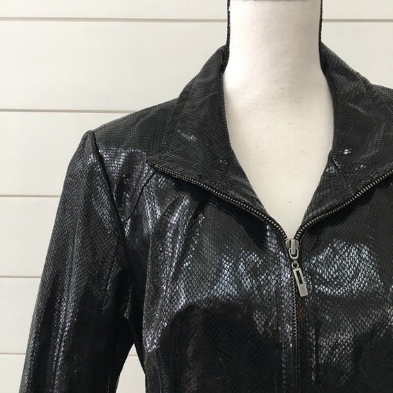 Vintage 1990s | Snakeskin Leather Jacket - image 3