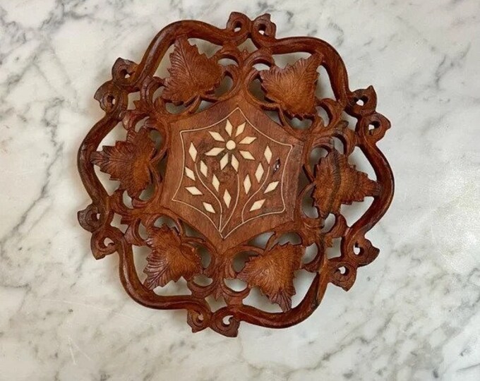 Vintage | Carved India Wood Trivet
