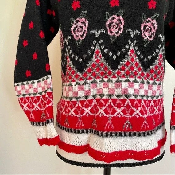 Vintage 1990s | Knit Rose Sweater - image 4