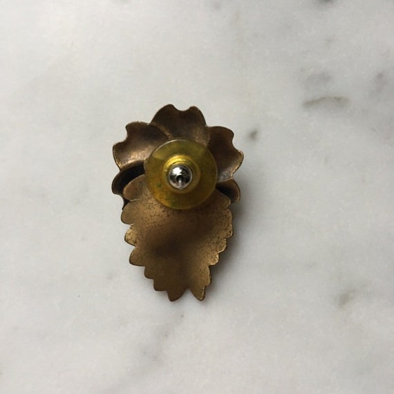 Vintage | Bronze Oversized Flower Earrings - image 3