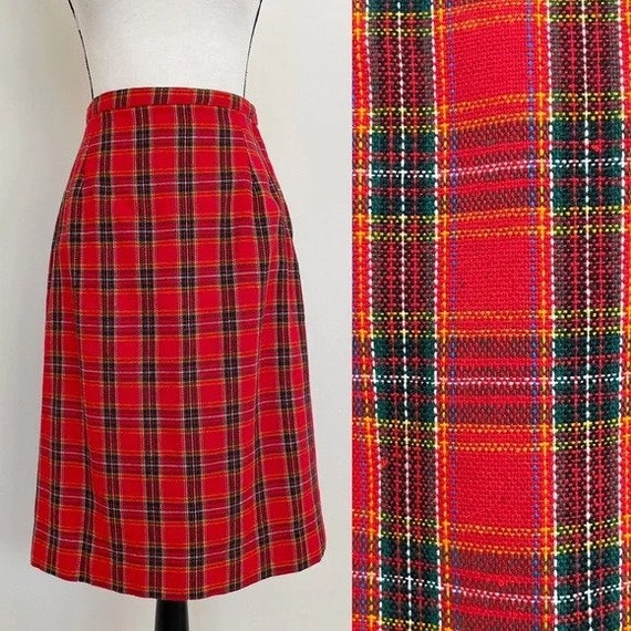 Vintage 1970s | Tartan Plaid Pencil Skirt - image 2