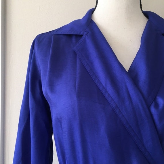 Vintage 1980s | Faux Wrap Shirt Dress in Purple-B… - image 4