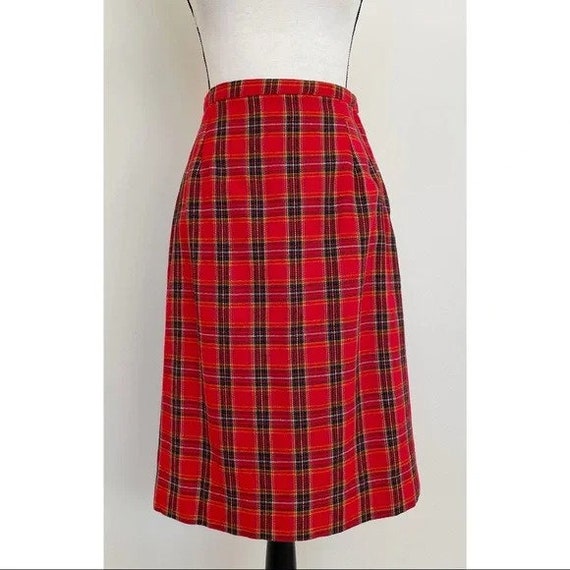 Vintage 1970s | Tartan Plaid Pencil Skirt - image 3