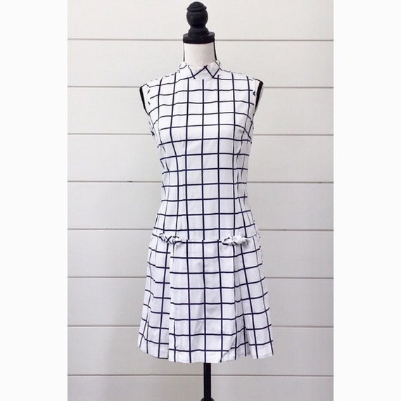 Vintage 1960s | Windowpane Mini Romper Dress