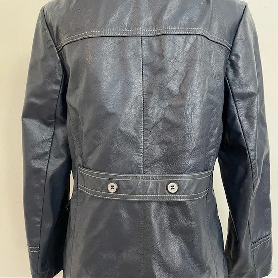 Vintage 1970s | Navy Blue Leather Jacket - image 5