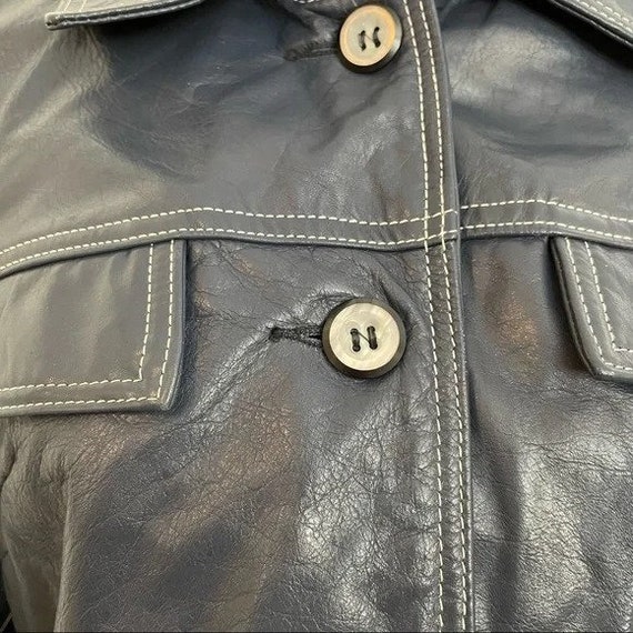 Vintage 1970s | Navy Blue Leather Jacket - image 7