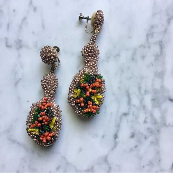 Vintage 1950s | Dangly Beaded Earrings : Emma Col… - image 3