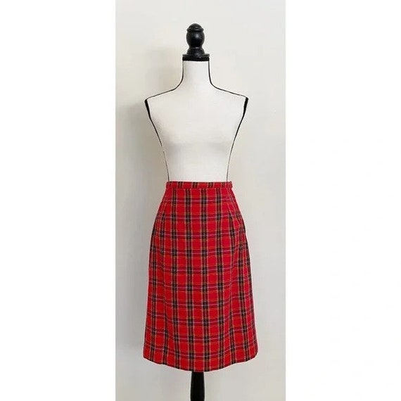 Vintage 1970s | Tartan Plaid Pencil Skirt - image 4