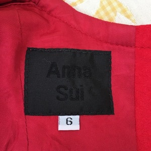 Vintage 1990s Anna Sui Red Suede Jumper Dress image 5