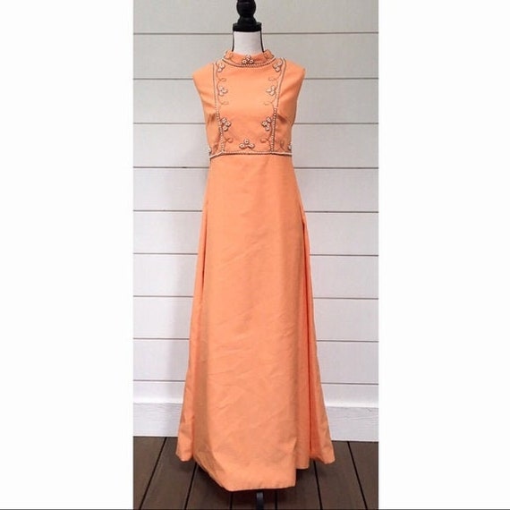 Vintage 1960s | Tangerine Prom Dress