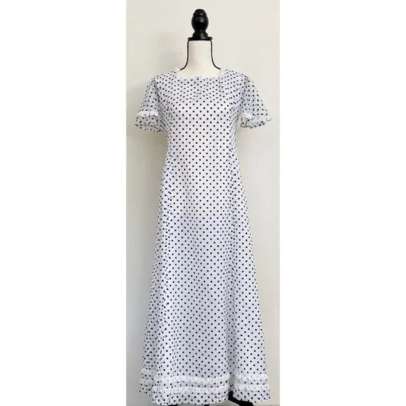 Vintage 1970s | Polka Dot Ruffle Maxi Dress - image 1