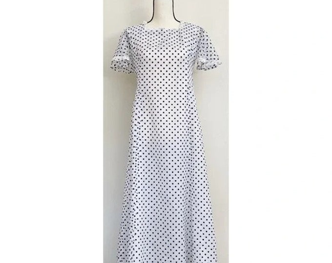 Vintage 1970s | Polka Dot Ruffle Maxi Dress