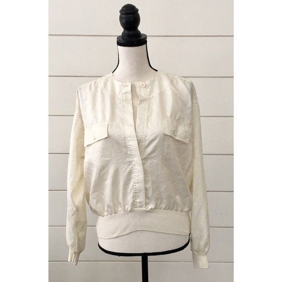 Vintage 1980s | Ivory Windbreaker Top - image 1