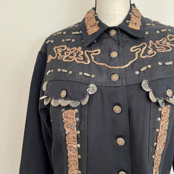 Vintage 1990s | Embellished Denim Jacket - image 3