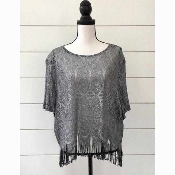 Vintage 1980s | Crochet Fringe Blouse