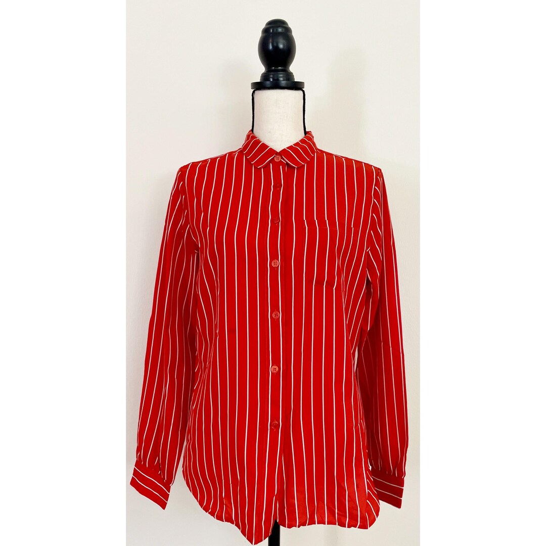Vertical Stripe Button Down Blouse main image 1