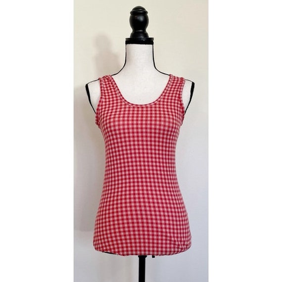 Vintage 1960s | Gingham Scoop Neck Bodysuit - image 2