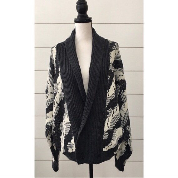 Vintage 1980s | Patterned Oversized Cardigan