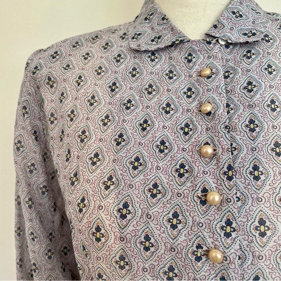 Vintage 1950s | Patterned Blouson Shirt Dress - image 6