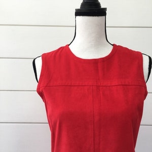 Vintage 1990s Anna Sui Red Suede Jumper Dress image 3