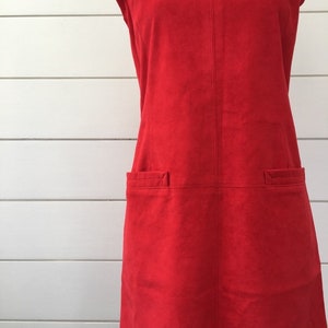 Vintage 1990s Anna Sui Red Suede Jumper Dress image 2