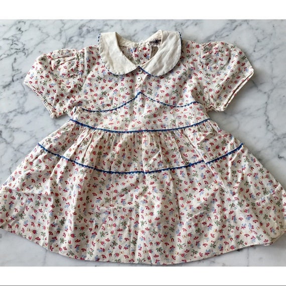 Vintage 1940s | Novelty Print Peter Pan Collar Dr… - image 1