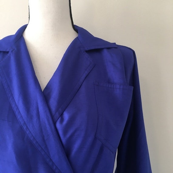 Vintage 1980s | Faux Wrap Shirt Dress in Purple-B… - image 3