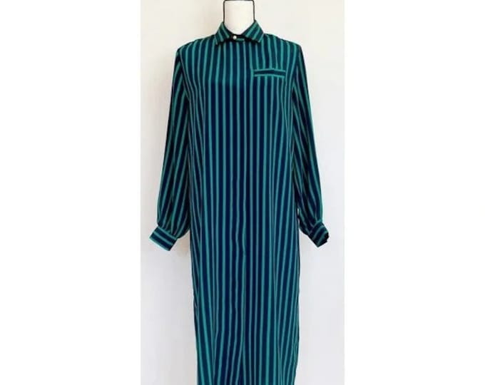 Vintage 1980s | Vertical Striped Shirt Dress