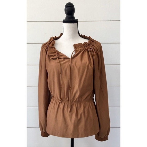 Vintage 1970s | Copper Peasant Style Blouse