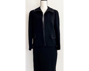 Conjunto de traje de chaqueta y falda de punto de lana vintage de los años 60