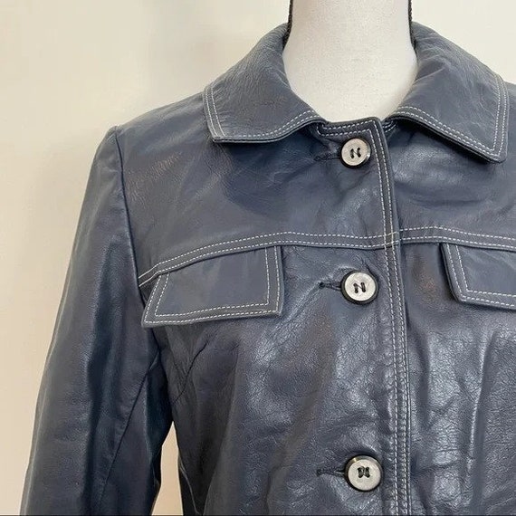 Vintage 1970s | Navy Blue Leather Jacket - image 3