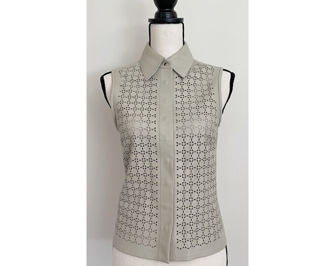 Vintage 1990s | Leather Laser Cut Blouse