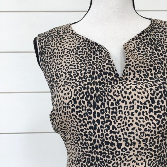 Vintage 1990s | Silk Leopard Print Shift Dress - image 3