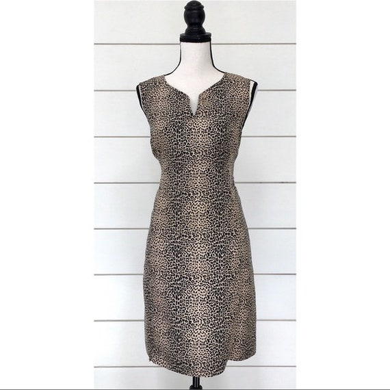 Vintage 1990s | Silk Leopard Print Shift Dress - image 2