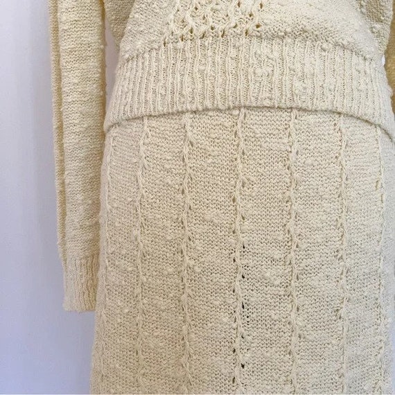 Vintage 1970s | Light Yellow Crochet Skirt Set - image 3