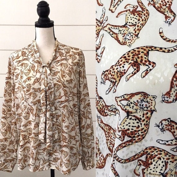 Vintage 1990s | Novelty Leopard Blouse - image 1