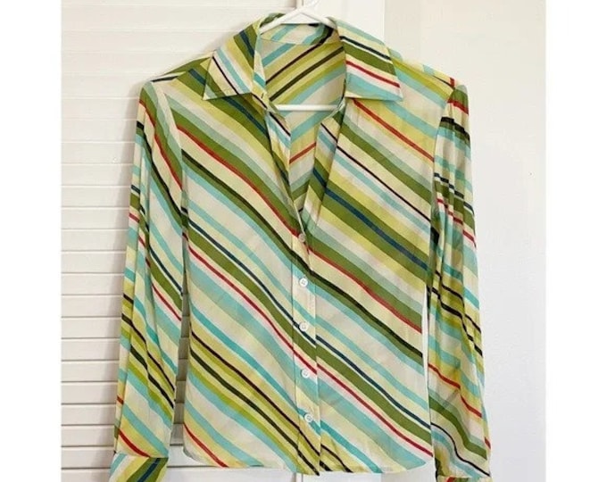 Vintage Y2K | Silk Striped Button Down Blouse
