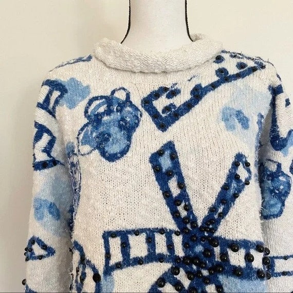 Vintage 1990s | Beaded & Knit Pullover Sweater - image 2