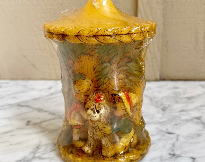 Vintage 1970s | Alpine Originals Hand-Painted, Hand-Carved Candle, Deadstock