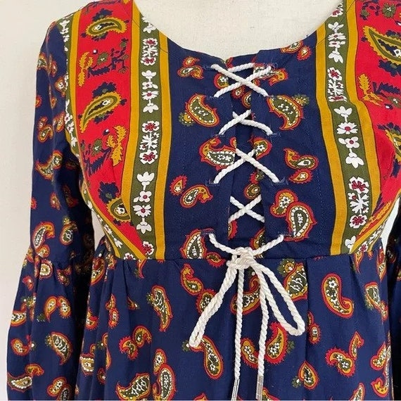 Vintage 1970s | Paisley Corset Empire Waist Maxi … - image 2