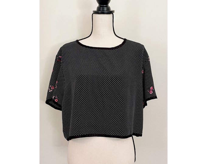 Vintage 1990s | Polka Dot & Floral Crop Top
