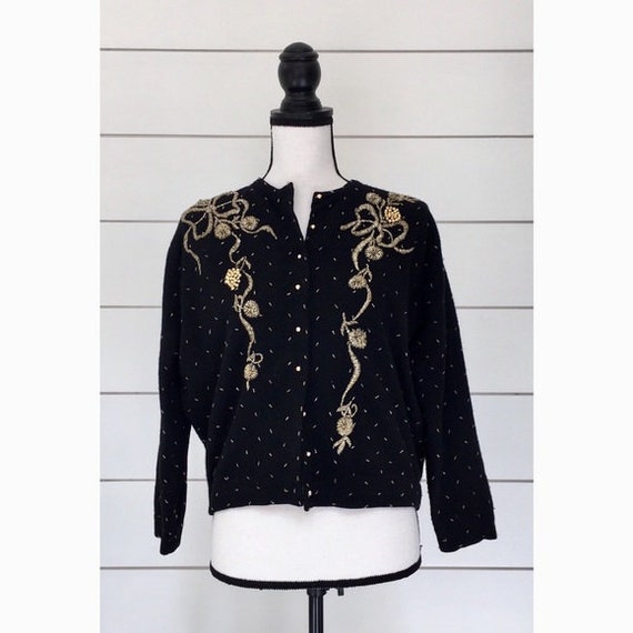 Vintage 1950s | Beaded Angora Cardigan