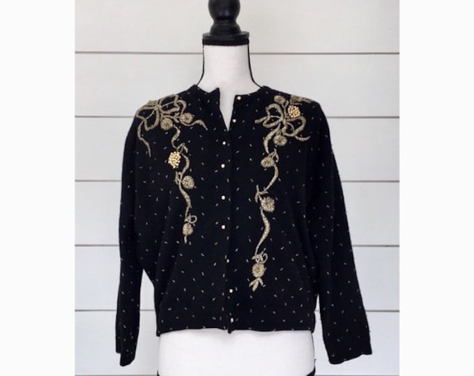 Vintage 1950s | Beaded Angora Cardigan