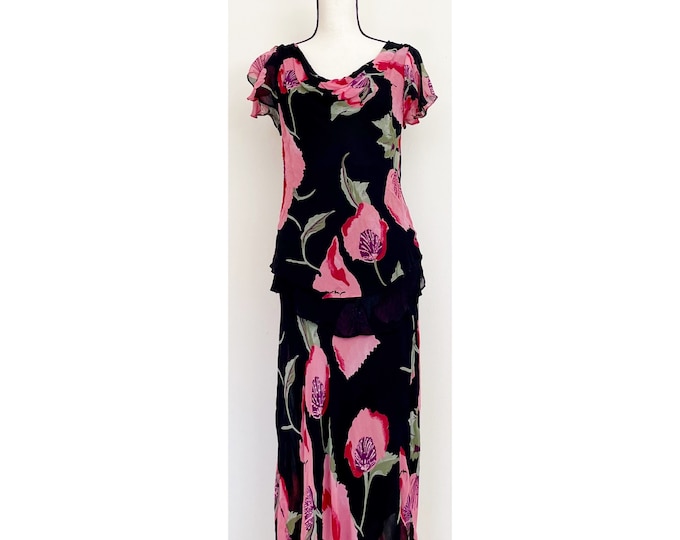 Vintage Y2K | Floral Beaded Maxi Skirt Set