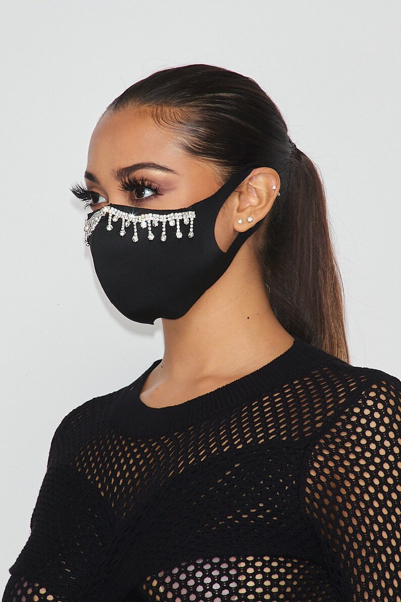 Face Mask Rhinestone trim fashion mask ship same day | Etsy