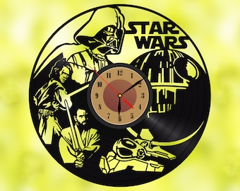 Star Wars Vinyl Wall Clock Record Wall Clock Wall Decor Vinyl Art Home Decor for Living Room Star Wars Gift for Him
